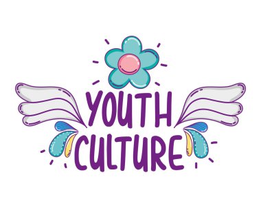 Gençlik Kültür çiçek ve kanatlar illüstrasyon grafik tasarım vektör