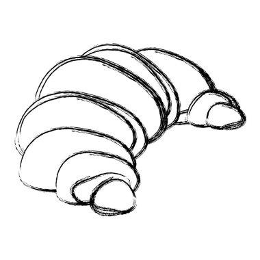 Grunge lezzetli kruvasan ekmek organik gıda vektör çizim