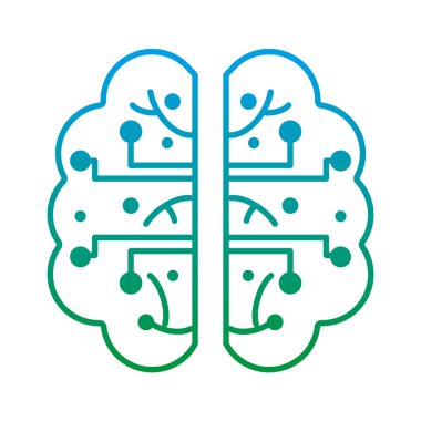 satır beyin devreleri dijital yapay zekası vektör çizim ile bozulmuş