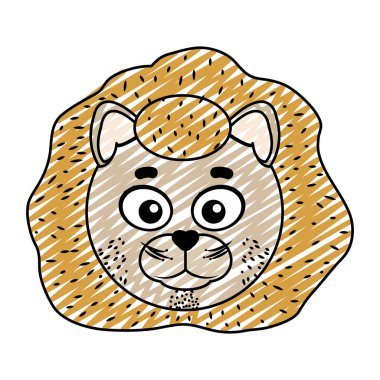 sevimli aslan baş vahşi hayvan vektör çizim doodle
