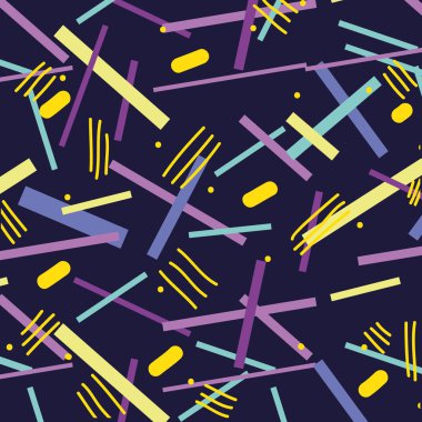 Memphis tarzı renkli geometrik tasarım vektör çizim ile