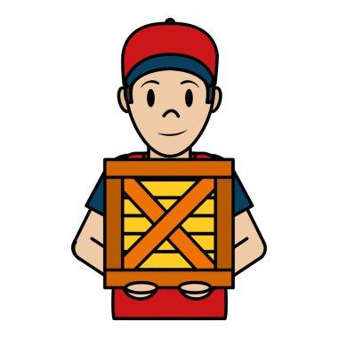 renk teslimatçı kap ve ahşap paket vektör çizim ile