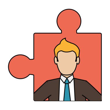 renk bulmaca parçası işadamı profesyonel Yöneticisi vektör çizim ile