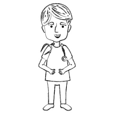 Grunge adam doktor stetoskop tıp ve Tekdüzen vektör çizim ile