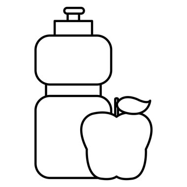 elma meyve ve plastik şişe vektör çizim su hattı