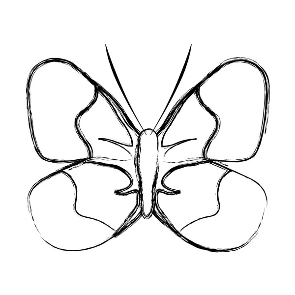 Grunge Schoonheid Vlinder Insect Met Vleugels Stijl Vectorillustratie — Stockvector