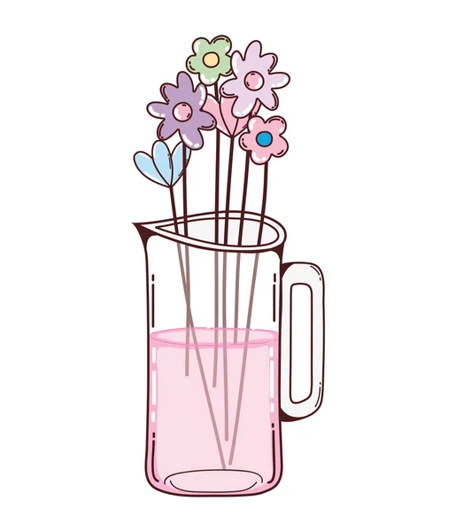 Bouquet Flowers Mason Jar Cute Drawing Vector Illustration Graphic Design — Stock Vector