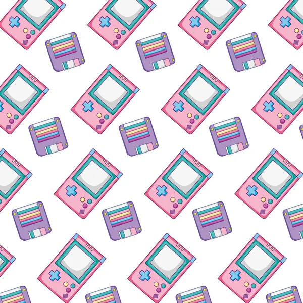 Rétro Tetris Portable Avec Illustration Vectorielle Fond Disquette — Image vectorielle