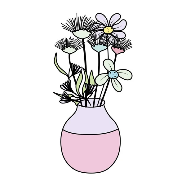 Farbe Exotische Blumen Pflanzen Innerhalb Einmachglas Vektor Illustration — Stockvektor