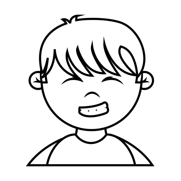 Line Happy Boy Head Hairstyle Shirt Vector Illustration — Stock Vector