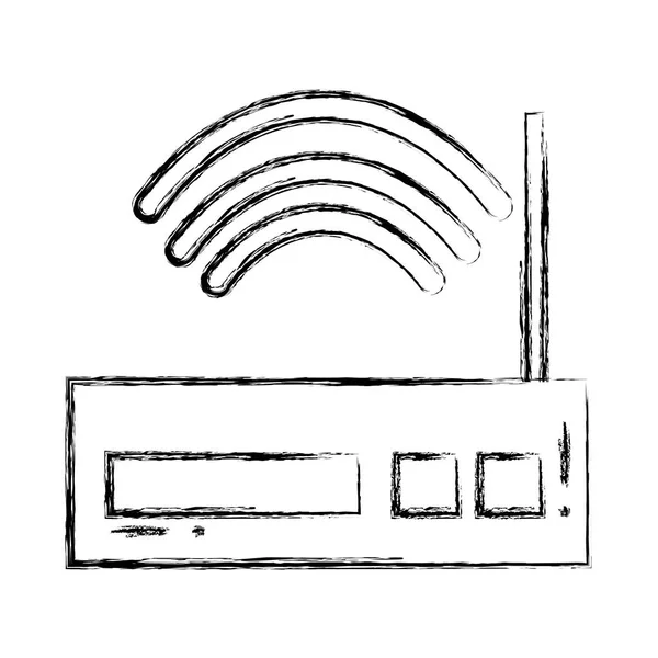 Grunge Router Bezdrátový Internet Wifi Technologie Vektorové Ilustrace — Stockový vektor