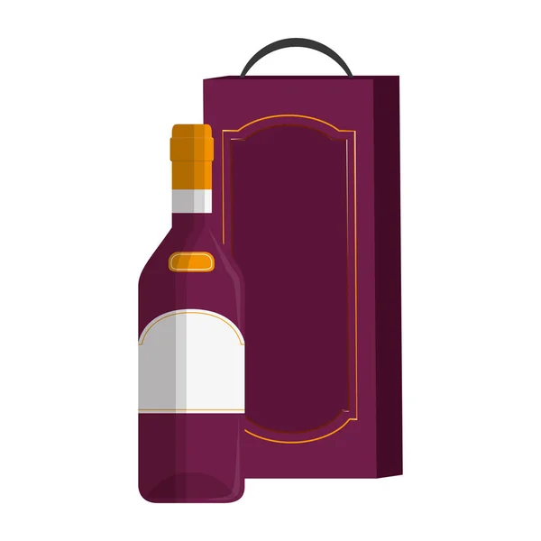 Bouteille Vin Avec Sac Provisions Illustration Vectorielle Objet — Image vectorielle