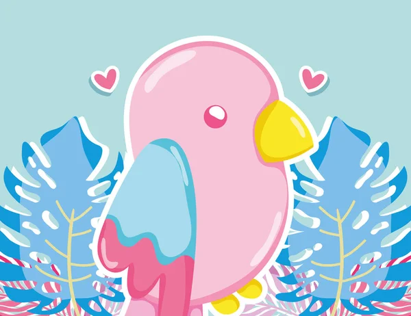 Punchy Pastel Lindo Loro Dibujos Animados Vector Ilustración Diseño Gráfico — Archivo Imágenes Vectoriales