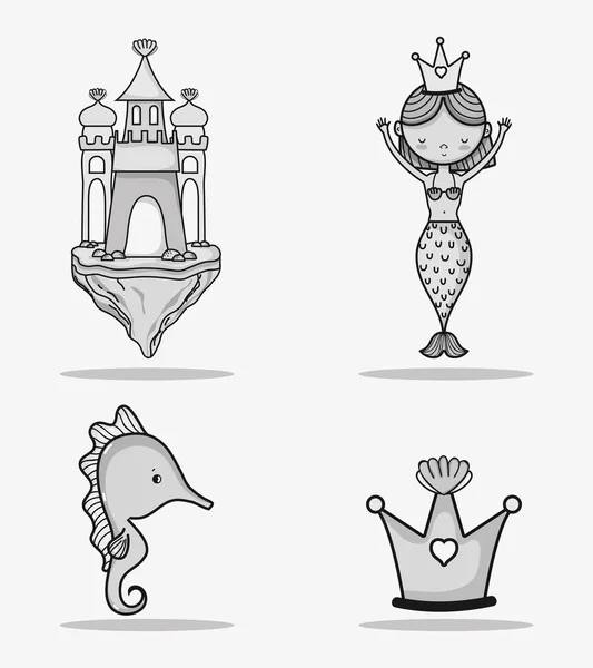 Animales Del Mar Dibujo Mano Dibujos Animados Icono Vector Ilustración — Vector de stock