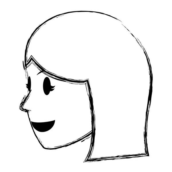 Grunge Happy Woman Head Facial Expression Vector Illustration — Stock Vector