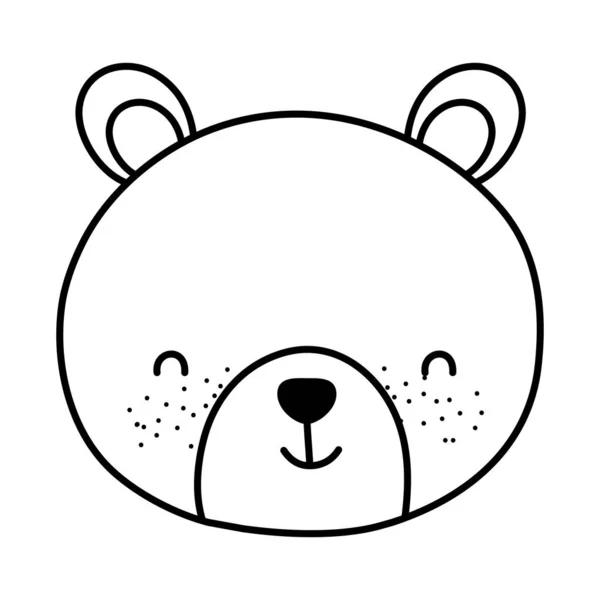 Lijn Schattig Bear Teddy Hoofd Speelgoed Vectorillustratie — Stockvector