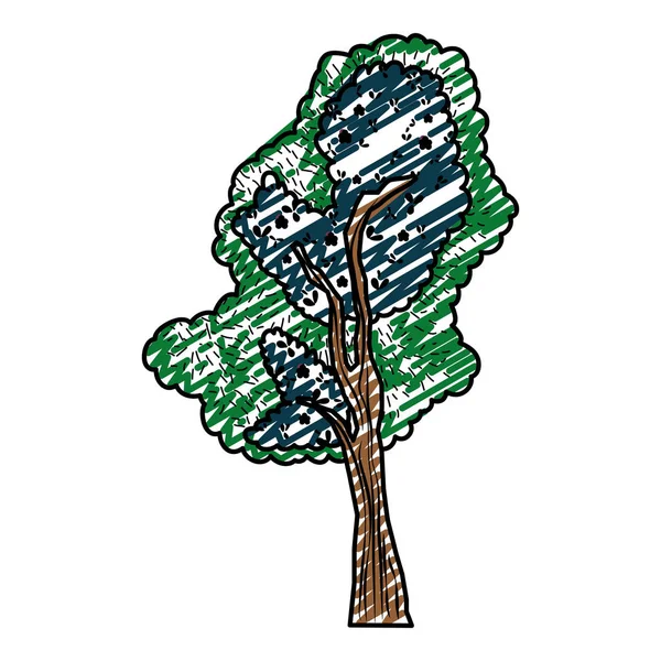Arbre Doodle Tige Avec Des Feuilles Exotiques Branches Illustration Vectorielle — Image vectorielle
