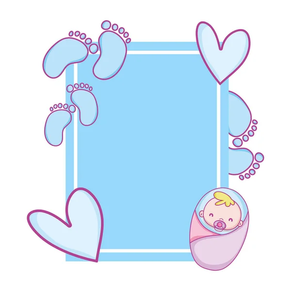 かわいい赤ちゃんシャワー ベクトル図のエンブレム カード — ストックベクタ