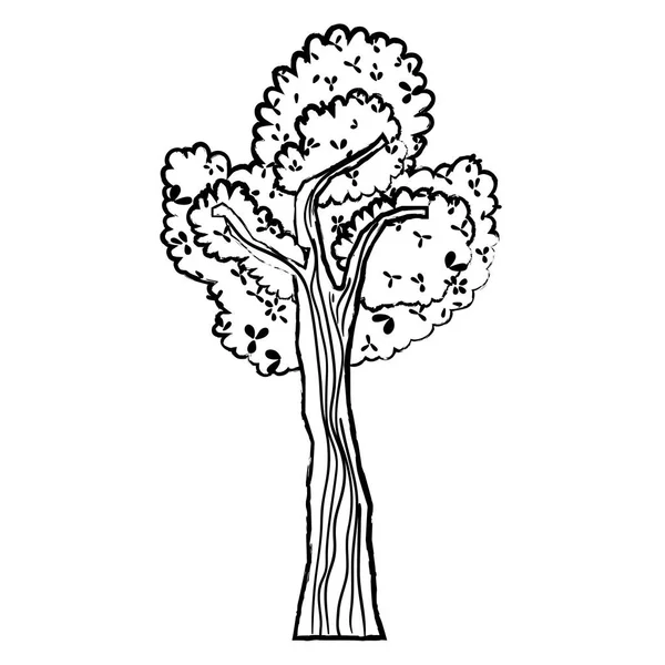 Grunge Εξωτικό Δέντρο Μίσχος Φύλλα Στυλ Εικονογράφηση Διάνυσμα — Διανυσματικό Αρχείο