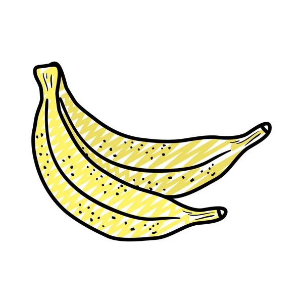 Doodle Bananas Saudáveis Deliciosa Fruta Orgânica Vetor Ilustração — Vetor de Stock