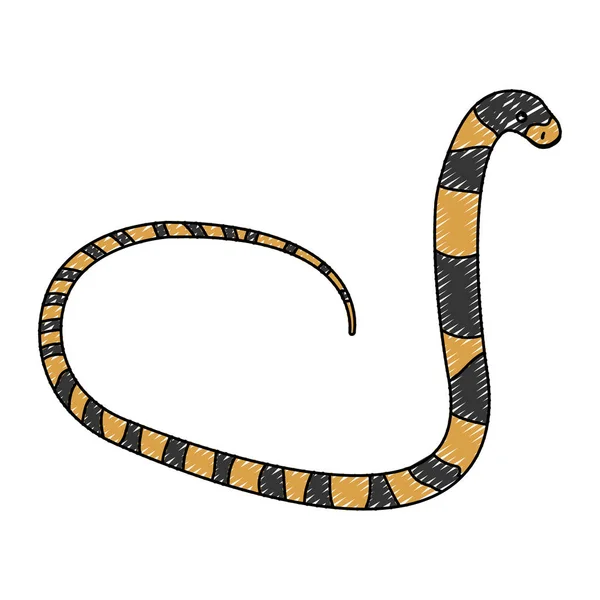 Garabato Animal Serpiente Salvaje Con Peligro Vector Venenoso Ilustración — Vector de stock