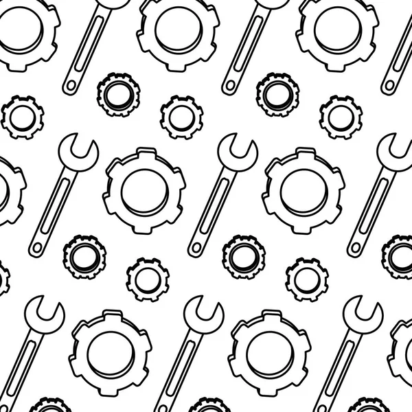 Line Gear Industry Wrench Repair Background Vector Illustration — Stock Vector