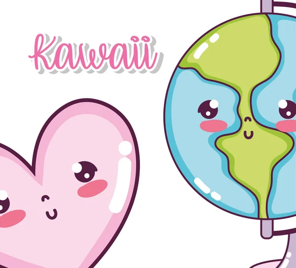 Słodkie Serca Świat Bajki Kawaii Wektor Projekt Graficzny Ilustracja — Wektor stockowy