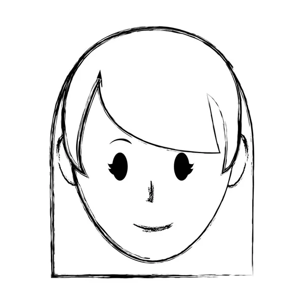 Гранжевий Аватар Щаслива Жінка Голова Зачіскою Векторні Ілюстрації — стоковий вектор