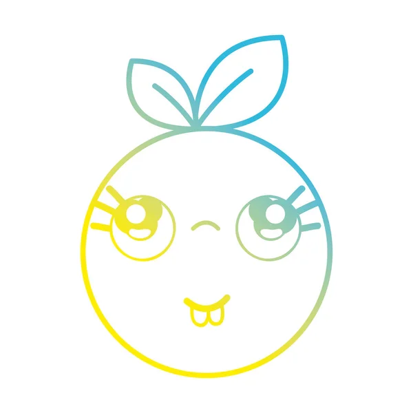 Línea Kawaii Lindo Divertido Naranja Fruta Vector Ilustración — Vector de stock