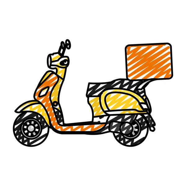 Doodle Levering Motorfiets Vervoer Met Pakket Dienst Vectorillustratie — Stockvector