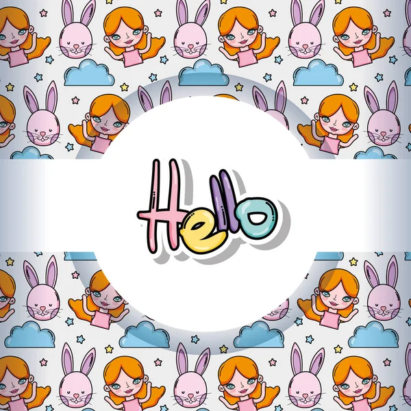 Merhaba desen arka plan çizgi film illüstrasyon grafik tasarım vektör