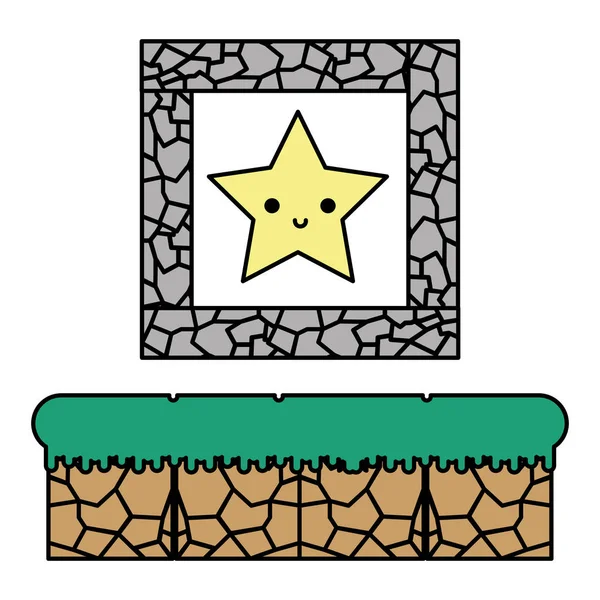 Color Feliz Estrella Carácter Dentro Cristal Piedra Vector Ilustración — Archivo Imágenes Vectoriales