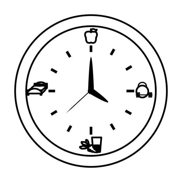 Línea Pared Círculo Reloj Objeto Diseño Vector Ilustración — Vector de stock