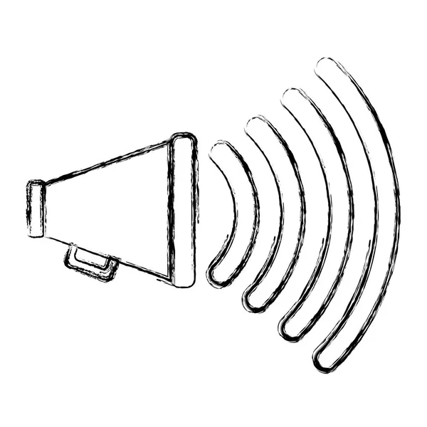 Grunge Megafone Object Public Alert Message Vector Illustration — Vetor de Stock