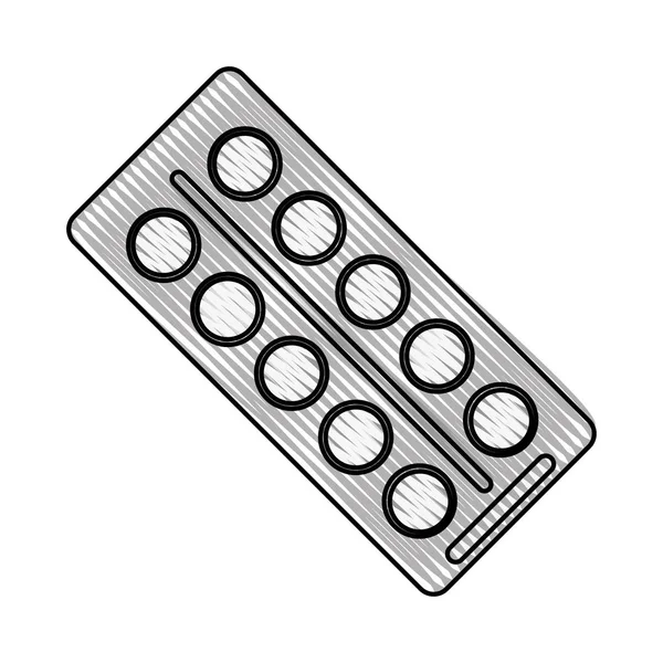 Doodle Pilules Médicales Comprimé Traitement Pharmaceutique Illustration Vectorielle — Image vectorielle