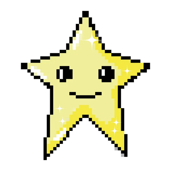 Pixel Feliz Estrella Virtual Vector Ilustración — Vector de stock