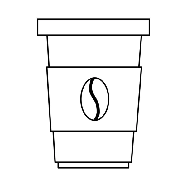 Линия Горячий Кофе Пластиковые Чашки Напиток Векторной Иллюстрации — стоковый вектор