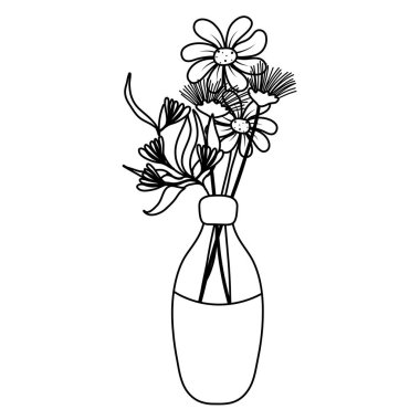 satır rustik bitkiler içinde mason kavanoza vektör çizim çiçek