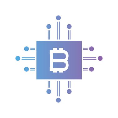 çizgi bitcuin küp elektronik devrelerin vektör çizim ile