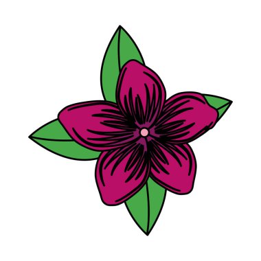 tropikal güzel çiçek yaprakları ile renk ve yaprakları illüstrasyon vektör