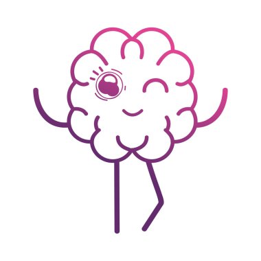 kolları ve bacakları vektör çizim ile şirin beyin kawaii satır