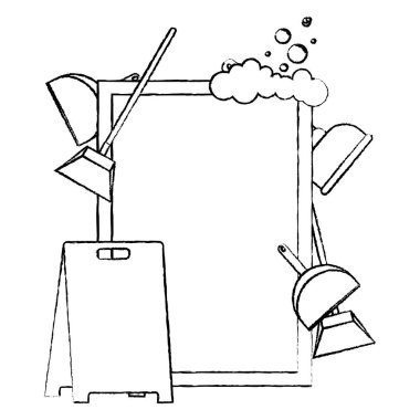 Grunge amblemi temiz ev nesneleri stil vektör çizim ile