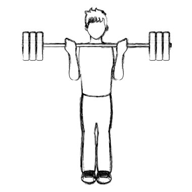 Grunge fitness adam ağırlık egzersiz eğitim vektör çizim