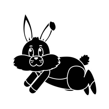 vektör çizim çalıştıran siluet güzel yabani tavşan hayvan