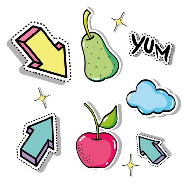 küme tropikal meyve tasarlamak vektör yamalar