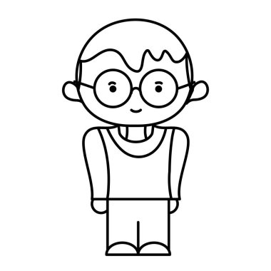 çizgi çocuk saç tasarım ve gözlük stil vektör çizim ile