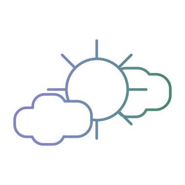 satır sun ray bulutlar doğal hava vektör çizim ile