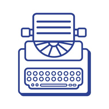 çizgi retro daktilo ekipman iş belge vektör çizim ile