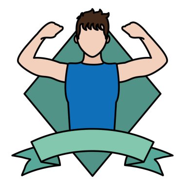 renk adam egzersiz eğitim amblemi ve şerit illüstrasyon vektör