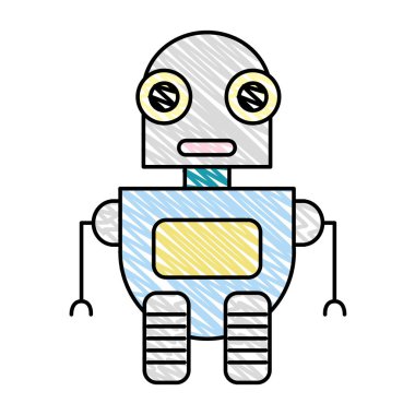 fütüristik robot teknolojisi ile yapay zeka vektör çizim doodle